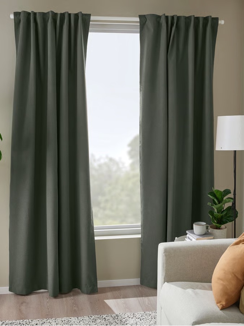 IKEA ROSENMANDEL Blackout Curtains Pair 53x84” Dark Green 405.562.43 (2 panels)